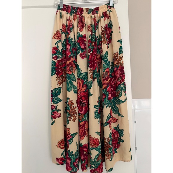 Carol Little Dresses & Skirts - Carol Little Vintage Floral Maxi Skirt Red Green Cream Crepe Made in USA Size 12